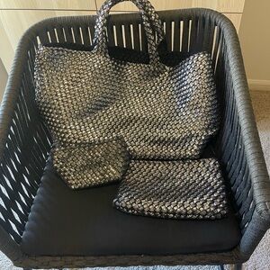 Naghedi large Metallic silver Textured Tote.